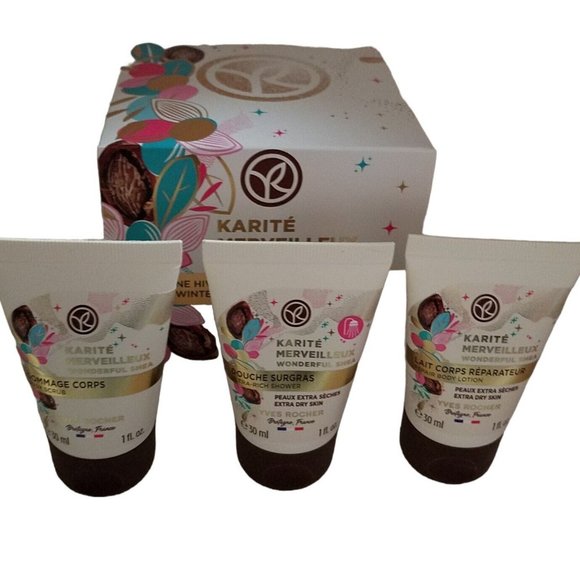 Yves Rocher Wonderful Shea Shower Gel Lotion Scrub Limited Edition 3 piece Kit - Picture 1 of 7